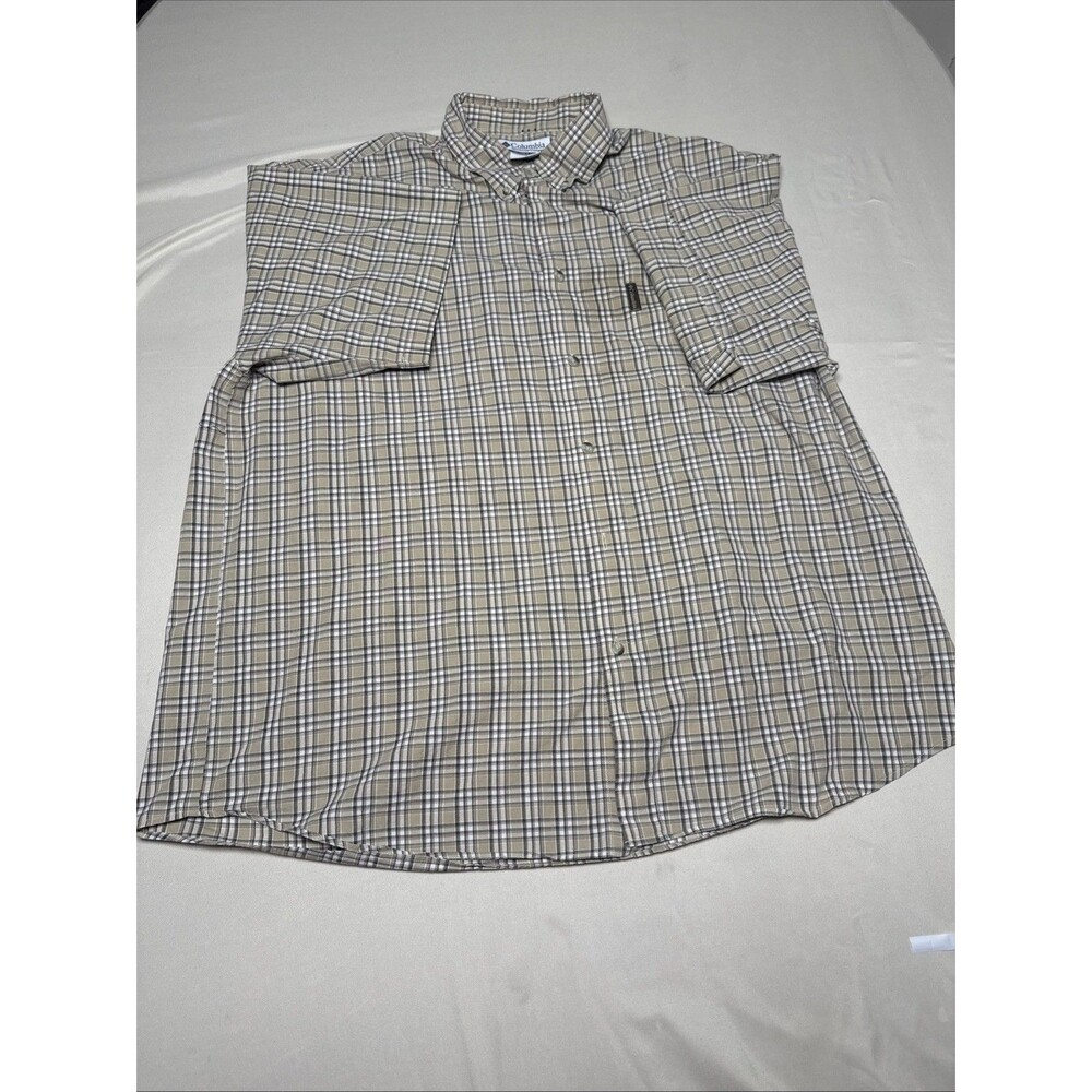 Men's Columbia Sportswear Tan Plaid 100% Cotton Shot Sleeved Xxl